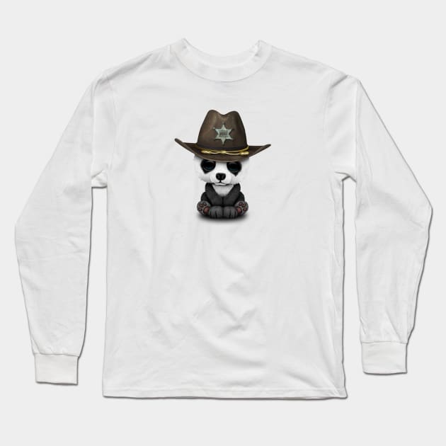 Cute Baby Panda Sheriff Long Sleeve T-Shirt by jeffbartels